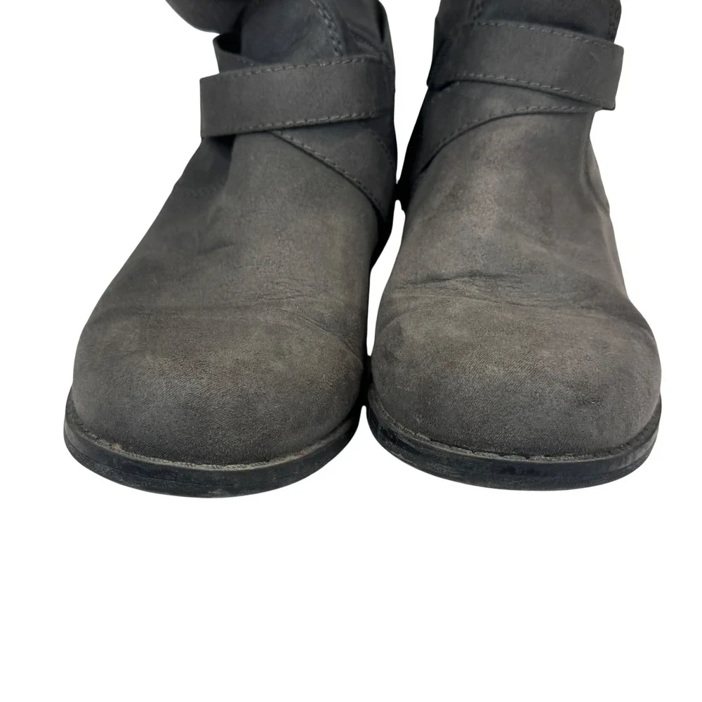 JustFab‎ Carmona Over The Knee Boots Faux Suede Grey Moto Buckle Women 10 Riding